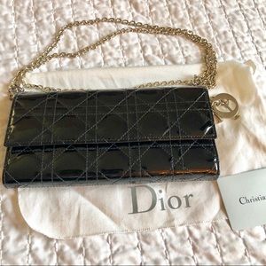 Mint condition Dior Lady Patent Clutch with chain